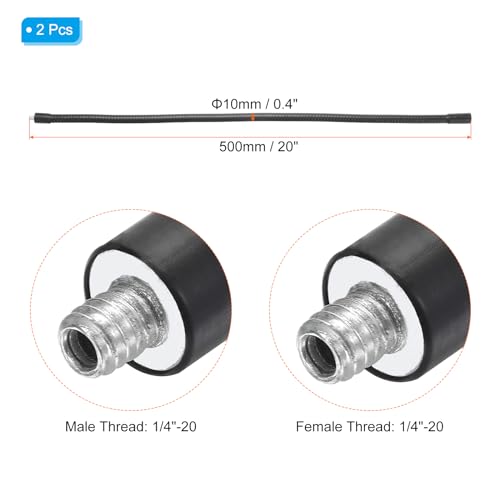PATIKIL 20" Gooseneck, 2 Pcs 1/4"-20 Female to Male Thread Metal Universal Hose Flexible Arm Gooseneck Tube Extension Holder for Action Camera, Phone, Microphone, Black - size: 20 Inch