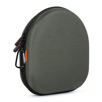 Hard Shell Headphone Travel Case, Compact Carrying Pouch with Clip | Upgraded Double Zipper, Fits JBL/Sony/Bose/Soundcore, Shockproof EVA, Mesh Pocket, 8.1x7.5x2.0" - color: Dark Green