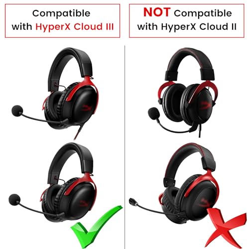 Mic for HyperX Cloud III & Cloud 3 Wired Wireless Gaming Headsets, 3.5mm | Detachable Noise Cancelling Microphone Boom for PC, Xbox One, PS4, PS5