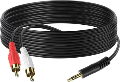 3.5mm Stereo Male to 2RCA Male (Right and Left) RCA Audio Cable (15 Feet) - size: 15 Feet
