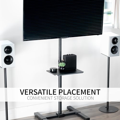 VIVO Universal Steel 14 x 10 inch Shelf Pole Mount for TV Cart, Attaches to 0.5” to 2.4” Poles, Speaker & Microphone Stands, Clamp-on Utility Storage Surface, Black, MOUNT-SF13P - size: 14 x 10 inch