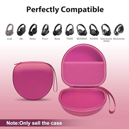 Headphone Case for Beats/Jlab/TOZO/BERIBES/Picun Etc Headphones, Rose | for JLab JBuds Lux ANC/Go Lux ANC, Beats Studio Pro/Solo 4 3,TOZO HT3,KVIDIO Etc Headphone, Hard Shell Case for Travel Home - color: Rose