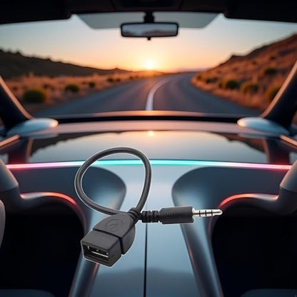 Black USB to AUX Adapter Cable,3.5mm Male AUX Plug to USB 2.0 Female Converter Adapter Cable Cord for Car Aux Port 20cm/8-inch Length Black OTG Adapter Accessories