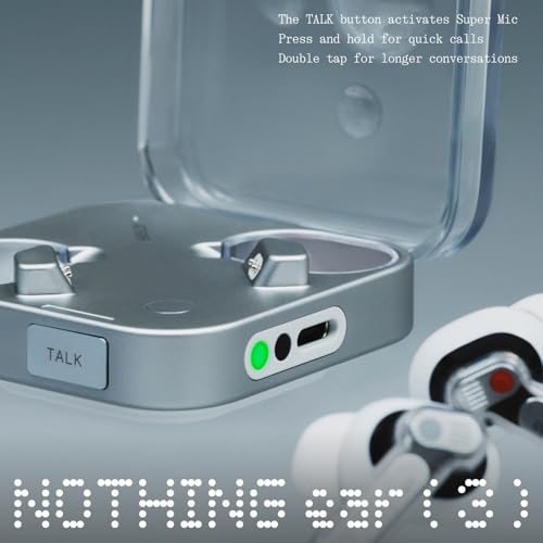 Nothing Ear (3) Wireless Earbuds Super Mic 45dB Hybrid Active Noise Cancelling Bluetooth Headphones Hi-Res 6 Mics, 12mm Dynamic Bass Boost, Dual Connect ANC Sport Ear Buds for iPhone Android, Black - color: Black