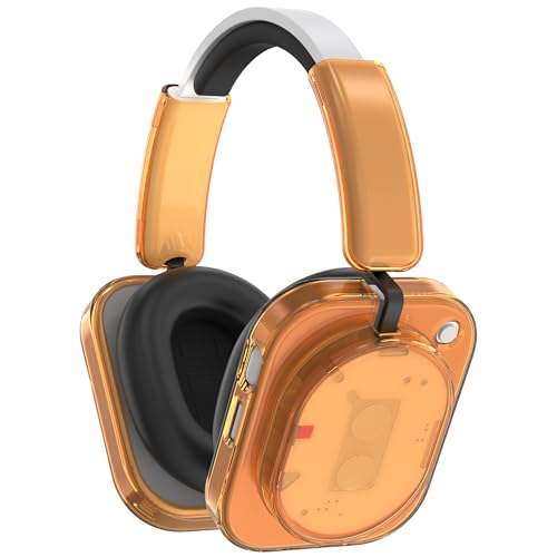 Case for Nothing Headphone 1,2IN1 Clear TPU Ear Cups Cover & PC Headband Cover, Shell Covers Replacement Shockproof/Washable/Dust-Proof/Scratch-Resistant for Men Women(Clear Orange) - color: Clear Orange