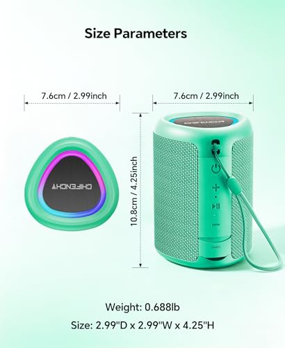 Portable Bluetooth Speaker Beach Essentials: Powerful Crystal Clear Sound/Dynamic Light/IPX5 Waterproof/All Day Playtime/Wireless BT 5.3/TWS Paring, Dad Gifts, Outdoor|Travel|Camping|Pool Accessories | Powerful HD Sound,Dynamic Light,All Day Playtime,Wire