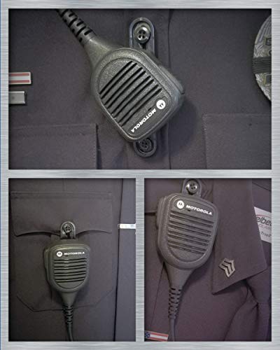 2 Pack The Police Mic Clip Tactical Portable Radio Mic Clip for Uniforms or Bullet-Proof Vest Carriers | Black