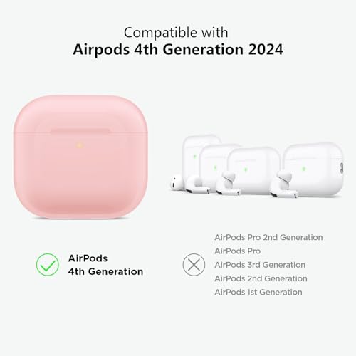 Aircawin Clear Case for Airpods 4, Full Protective Cover, Soft Transparent Shockproof TPU Case with Keychain - Pink - color: Clear Pink, size: Airpods 4