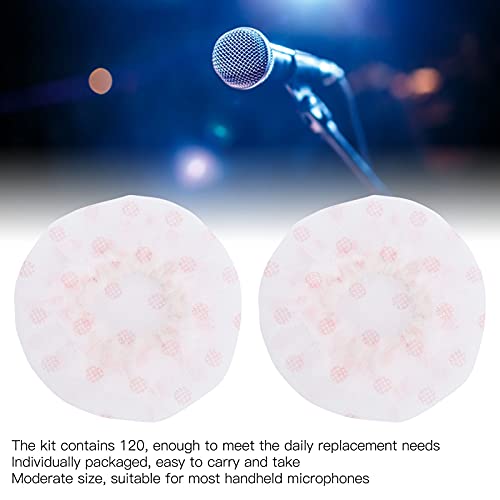 DISPOSABLE MICROPHONE CAP PROTECTIVE COVER REPLACEMENT 120PCS FOR MICROPHONE DUST SALIVA PROOF (red dot white) - color: red dot white