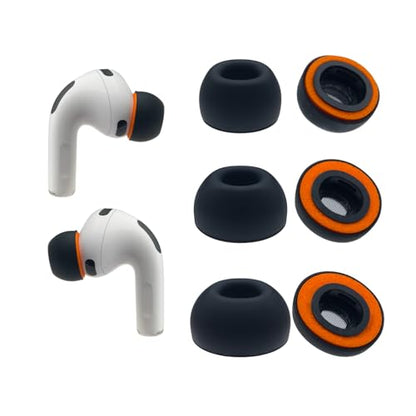 Klowcok Replacement Foam Ear Tips for AirPods Pro 3 Silicone Shield, S/M/L | Compatible with AirPods Pro3 3rd Generation 2025, Fit in The Charging Case, 3 Pairs, Black - size: Assorted-S/M/L