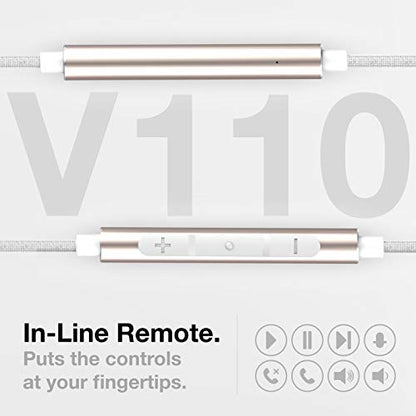Thore iPhone Earphones (Apple MFi Certified) V110 in Ear Braided Wired Lightning Earbuds (Sweat/Water Resistant) Headphones with Mic/Volume Remote for iPhone 12/13/14 Pro Max - Gold - color: Rose Gold