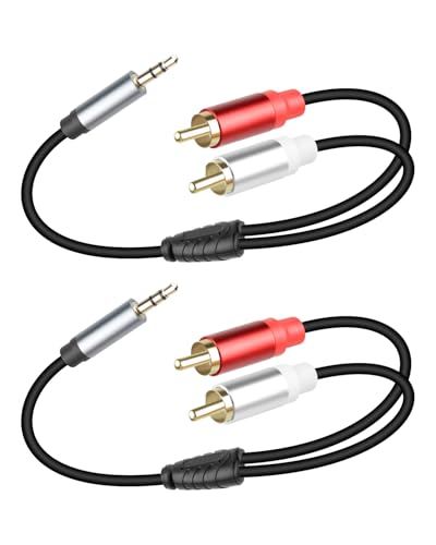 RCA to 3.5mm Aux Cable,3.5mm Male to 2 RCA Male Headphone Jack Audio Adpter Cable,1/8 to 2RCA Auxiliary Stereo Y Splitter Cable for Phone,Tablet,Computer,MP3(1Ft/2Pack) - style: male to male