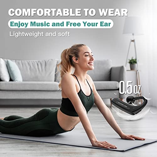 Open Ear Headphones Wireless Bluetooth Single Bone Conduction Wireless Earbuds with Earhooks Bone Conduction Headphones Bluetooth Head Set Earphones IPX5 Waterproof Long Battery Life Earpiece Black - color: Black
