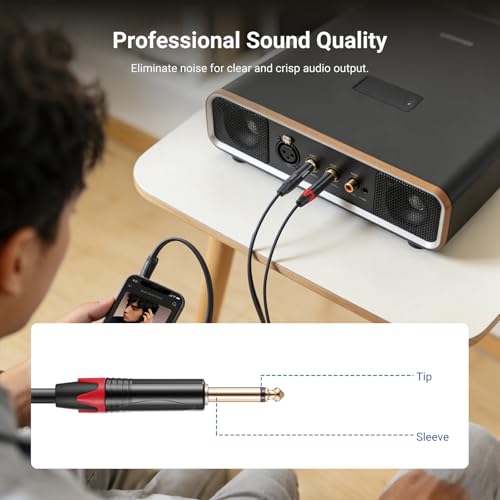 NEEWER 3.5mm 1/8 TRS to 1/4 Dual 6.35mm TS Breakout Cable, 6 ft Male to Male Stereo Audio Splitter Cord Adapter for Phone Tablet Laptop Computer Mixer Speaker Studio Monitor PA System, MS027 - size: 3.5mm（182cm）, style: Dual TS Male