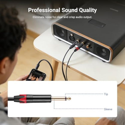 NEEWER 3.5mm 1/8 TRS to 1/4 Dual 6.35mm TS Breakout Cable, 10 ft Male to Male Stereo Audio Splitter Cord Adapter for Phone Tablet Laptop Computer Mixer Speaker Studio Monitor PA System, MS027 - size: 3.5mm（304cm）, style: Dual TS Male