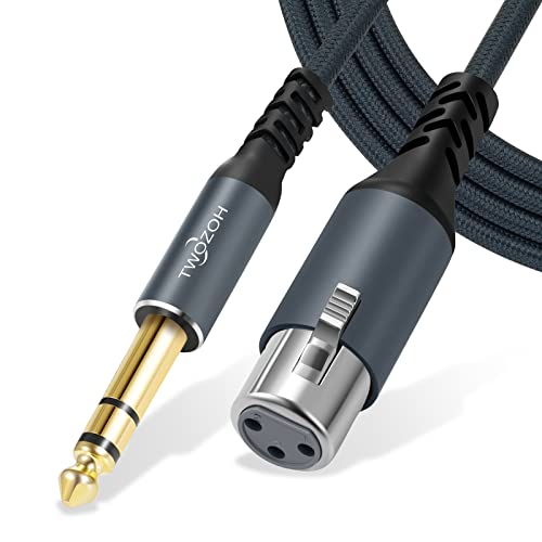 Twozoh XLR Female to 1/4 TRS Cable 3.3FT 2 Pack, Braided 6.35mm Stereo Jack Balanced to 3pin XLR Microphone Cable - color: 1/4 to XLR Female 2-Pack, size: 3.3FT