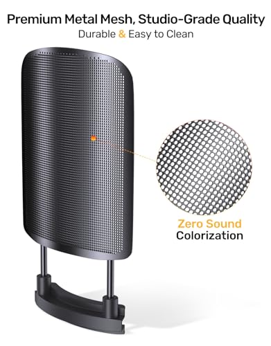 Metal Mesh Pop Filter for Audio-Technica AT2020 Series | Black Metal Mesh Windscreen Cover, Condenser Studio Microphone Shield and Guard for Audio-Technica AT2035/AT2050/AT8458