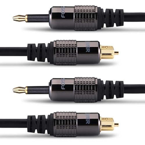 FosPower 24K Gold Plated Toslink to Mini Toslink Digital Fiber Optical S/PDIF Audio Cable with Metal Connectors & Strain-Relief PVC Jacket - 3ft/2Pack - size: 3 Ft - 2 Pack