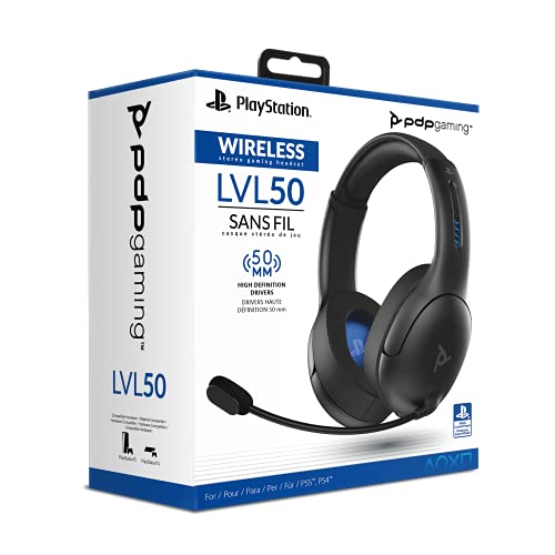 PDP AIRLITE PRO Wireless Power Stereo Gaming Headset with Noise Cancelling Microphone: Compatible with PS5/PS4/PS3 Console/PC Windows 10, Comfortable Lightweight Headphones, Long Battery Life (black)