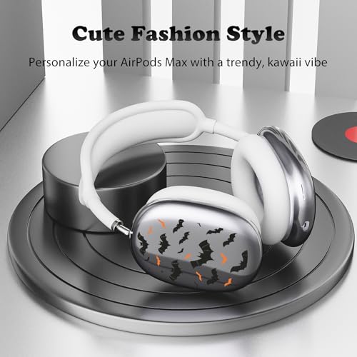for AirPods Max Headphones Halloween Ear Covers for AirPods Max 2 | Cool Bat Clear Ear Cups Cover | White Silicone Ear Pad Case Headband Cover for Apple AirPods Max 2/1 (2026/2024/2020) - color: Bat A/White