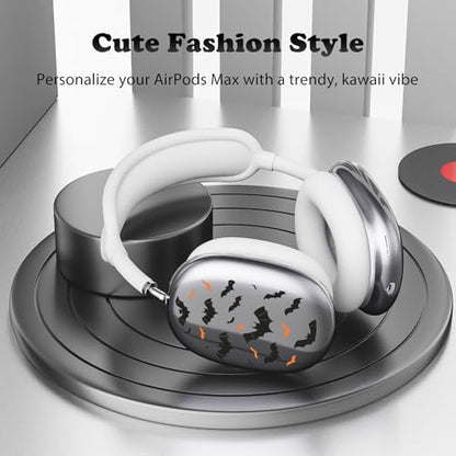 for AirPods Max Headphones Halloween Ear Covers for AirPods Max 2 | Cool Bat Clear Ear Cups Cover | White Silicone Ear Pad Case Headband Cover for Apple AirPods Max 2/1 (2026/2024/2020) - color: Bat A/White