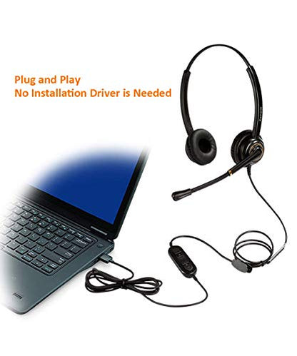 USB Headset with Microphone Noise Cancelling and Volume Controls, Computer PC Headphone with Voice Recognition Mic Works for Dragon Teams Zoom Skype Softphones Conference Calls Online Education etc - color: Multi-Purpose USB Headset Duo KML02DUSB