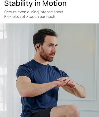 SHOKZ OpenFit - Open-Ear True Wireless Bluetooth Headphones with Microphone, Earbuds with Earhooks, Sweat Resistant, Fast Charging, 28HRS Playtime, Compatible with iPhone & Android (Renewed)