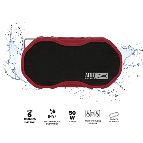 Altec Lansing - Baby Boom Waterproof Bluetooth Speaker, Wireless & Portable for Travel & Outdoor Use, Deep Bass & Loud Sound, 1 Pack (Red) - color: Red