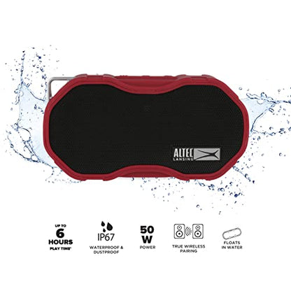 Altec Lansing - Baby Boom Waterproof Bluetooth Speaker, Wireless & Portable for Travel & Outdoor Use, Deep Bass & Loud Sound, 1 Pack (Red) - color: Red