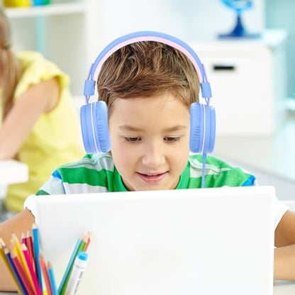 ELECDER i37 Kids Headphones for School Child Girls Boys Teens, Purple/Pink | Foldable Adjustable Lightweight, 3.5mm Audio Jack On Ear Headphones for Smartphones Chromebook Computer PC Tablets Travel - color: Light Purple/Pink