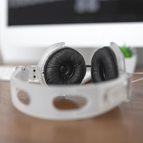 Koss CL/20i Clear Retro 90s Style On-Ear Headphones, Microphone, Wired Plug | Transparent Design, 3.5mm Jack, In-Line Microphone and Remote, Adjustable Headband, Leatherette Cushions
