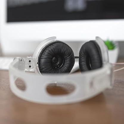 Koss CL/20i Clear Retro 90s Style On-Ear Headphones, Microphone, Wired Plug | Transparent Design, 3.5mm Jack, In-Line Microphone and Remote, Adjustable Headband, Leatherette Cushions