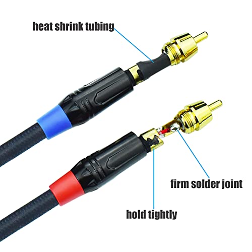 2bRCA to XLR Male Y Splitter Cable, 15Feet Dual RCA to XLR Breakout Audio Patch Cord Adapter, Nylon Braided Heavy Duty, Copper Shielded Noise Free, for Mixer, Studio Monitor, Speaker - size: 15 Feet