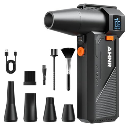 Compressed Air Duster, 160,000RPM Electric Air Duster Blower for PC | 3-Gear Adjustable Mini Air Duster Rechargeable with Brushless Motor, Dust Blower for Computer, Keyboard, Home, Outdoor & Car