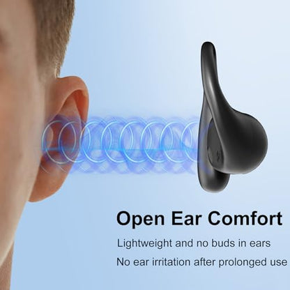 Joysico Open Ear Earbuds Wireless Bluetooth 5.4 Headphones w Over Ear Hook | Mic, 42H Playtime, IPX6, LED Display, 10M Range, Secure Fit for Sports Running Cycling, Comfort for Sensitive and Small Ears