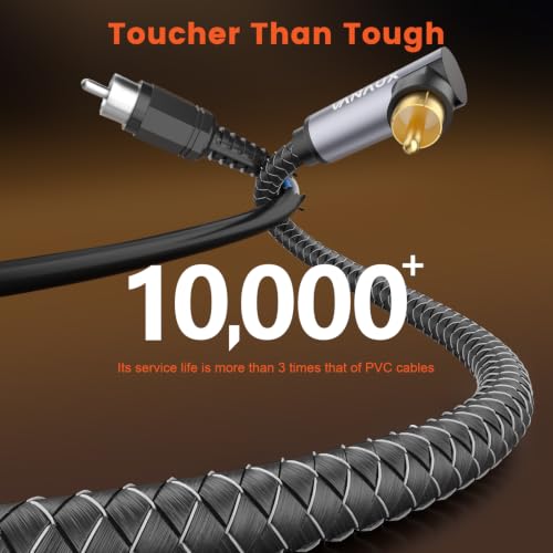 VANAUX 90 Degree RCA Cable,Right Angle Subwoofer Cable,Digital Coaxial Audio Cord,Nylon Braided,Gold-Plated,Male to Male for Hi-Fi Systems,HDTV,Sound Bar,PS4 (Double 90°, 10ft/3m) - size: 10 ft, style: Double 90°