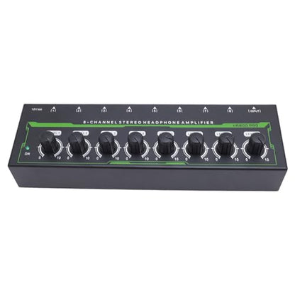 8 Channel Headphone Amplifier, 8 Outputs 1 Input Stereo Earphone Amp with Independent Volume Control for Studio and Stage (US Plug)