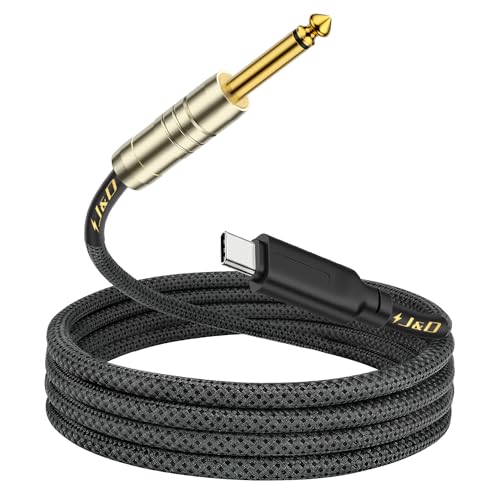 J&D USB C to 6.35 mm 1/4 inch TS Guitar Audio Cable, Audio Recording, Bass, Electronic Piano Microphone Cord Compatible with iPhone 16/17 Series, Galaxy S24/S25, 3.3 Feet - size: 3.3 Feet