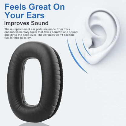 Ear Pads Replacement Ear Cushions Compatible with Marshall Monitor II Active Noise Canceling Over-Ear Bluetooth Headphone Softer Protein Leather High-Density Memory Foam Earpads Ear Cups Cover - Black