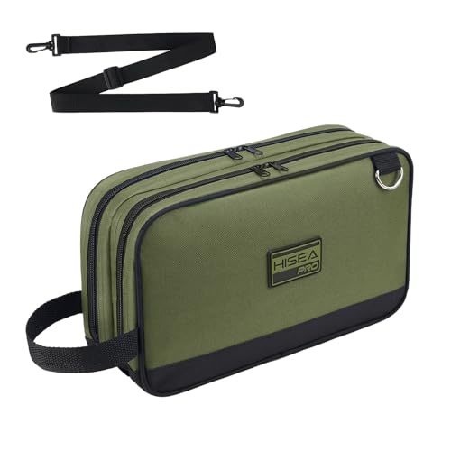 HISEA Small Tool Bag, 12 Inch Tool Pouch with 2 Compartments | with Adjustable Shoulder Strap, Zipper Tool Organizer Bag for Electrican, Mechanic, Screwdriver Storage - color: Green