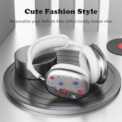 for AirPods Max 2/1 Headphones 4th of July Patriotic Ear Covers | America Stars Clear Ear Cups Cover | White Silicone Ear Pad Case Headband Cover for Apple AirPods Max 2/1 (2026/2024/2020) - color: America Stars C