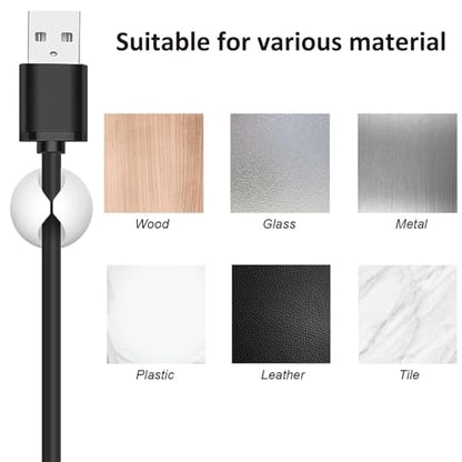 Cord Holder Cable Clips, 12PCS Self-Adhesive Wire Management Keeper Cord Organizer Charger Holder for Desktop USB Charging Cable Nightstand Power Cord Mouse Cable Wire PC Office Home (White)