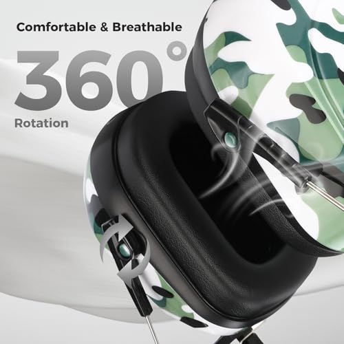 ProCase NRR 28dB Noise Reduction Ear Muffs, Foldable Adjustable Noise Cancelling Headphones - color: 1 - Camogreen
