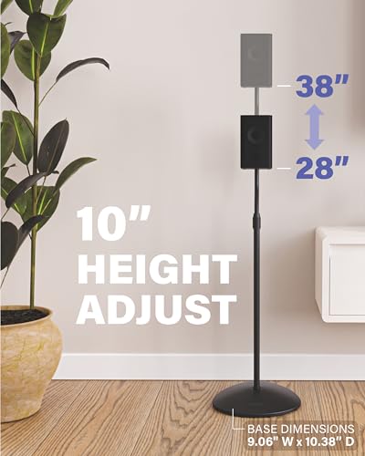SANUS Speaker Stands Pair for Satellite & Bookshelf Speakers up to 3.5lbs – 10” Height Adjustment – Includes L-Shaped Bracket & Keyhole Adapter for Compatibility – Easy DIY Assembly - size: Heigth Adjustable