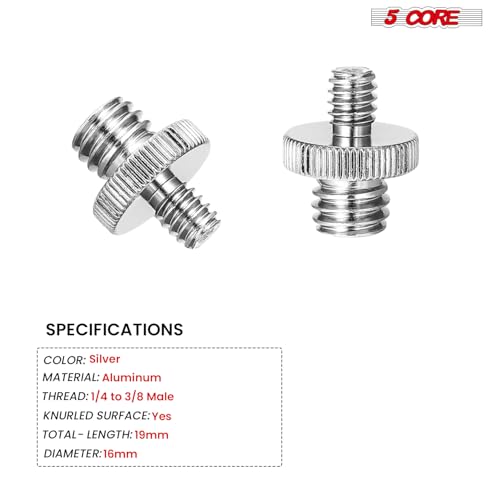 5 Core 3/8 to 1/4 Adapter 5Pcs Camera Mount Durable Tripod Screw Adapter for DSLR Monopod Microphone & Lighting 1/4 to 3/8 Screws Set - 1/4M-3/8M Camera Screw 5Pcs