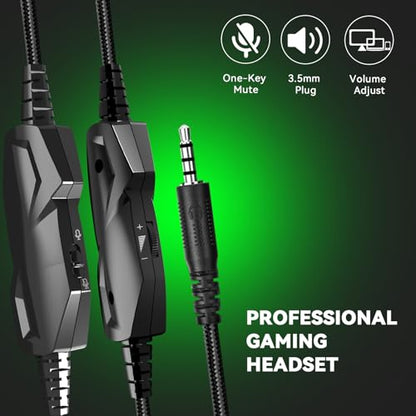 IMYB A88 Gaming Headset with Microphone, Stereo Wired Noise Cancelling Over-Ear Headphones with Mic for Pc, Ps5, Xbox One Series X/s, Ps4, Computer, Laptop, Mac, Nintendo, Gamer (Green) - color: Green