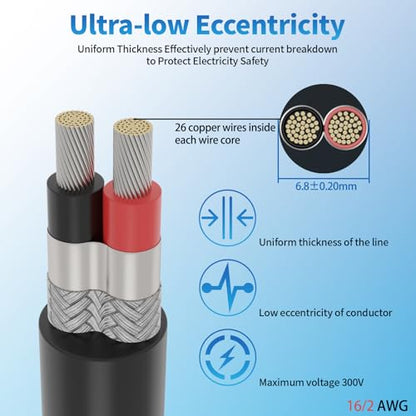 16 Gauge 2 Conductor Shielded Wire 25FT, UL2464 16 AWG 2 Shielded Cable | Tinned Copper Stranded 16/2 CNC Wires for CNC VFD Spindle, Stepper Motor, 3D Printer, Sound, Speaker, Signal Transmission - size: 25FT, style: 16AWG-2C