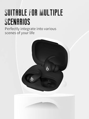 Case for Beats Powerbeats Fit Earbuds 2025 (White) | Soft Silicone Protective Cover with Carabiner and Lanyard, Shockproof - color: White