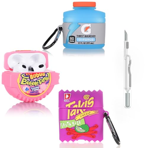 (3Pack+Cleaner Pen) XMBYGY Case for AirPods 3rd Generation Earbuds with Cleaning Pen Kit, Cute Cartoon Skin Design Silicone Charging Case Protective Covers for AirPods 3 (G+BUB+TAK) - color: G+BUB+TAK