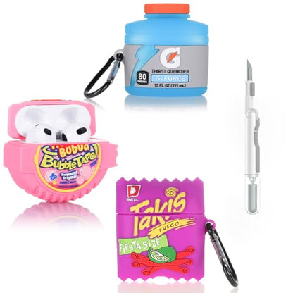 (3Pack+Cleaner Pen) XMBYGY Case for AirPods 3rd Generation Earbuds with Cleaning Pen Kit, Cute Cartoon Skin Design Silicone Charging Case Protective Covers for AirPods 3 (G+BUB+TAK) - color: G+BUB+TAK